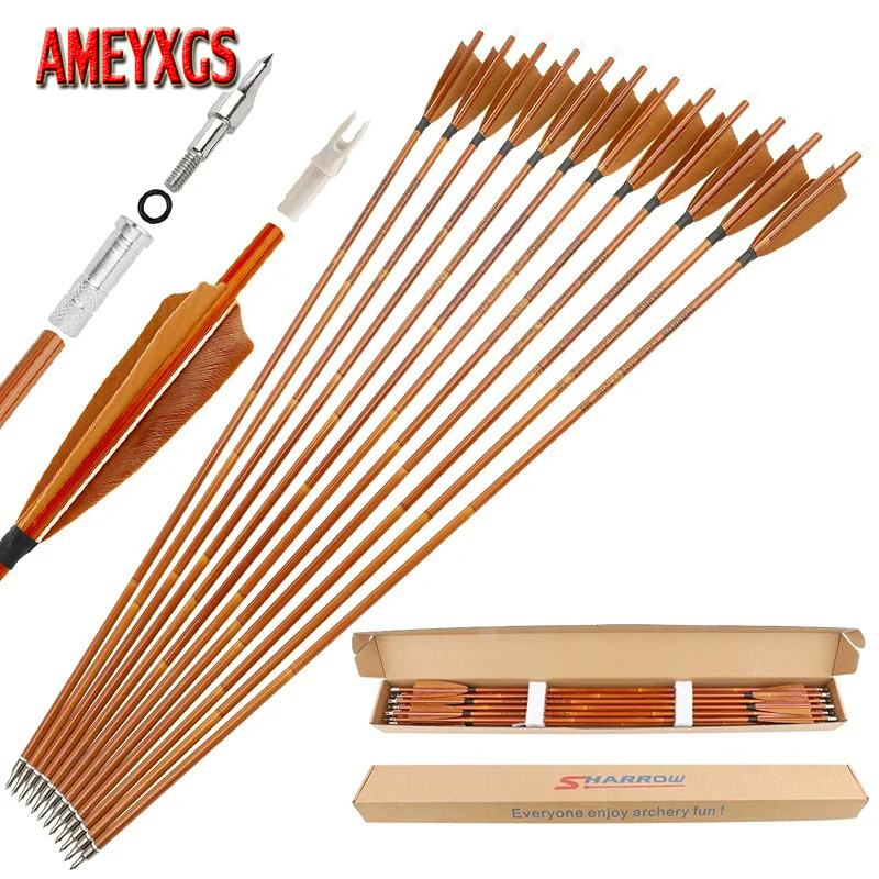 Hunting Bow Compound - 6/12pcs Mixed Carbon Arrows SP500 31.5