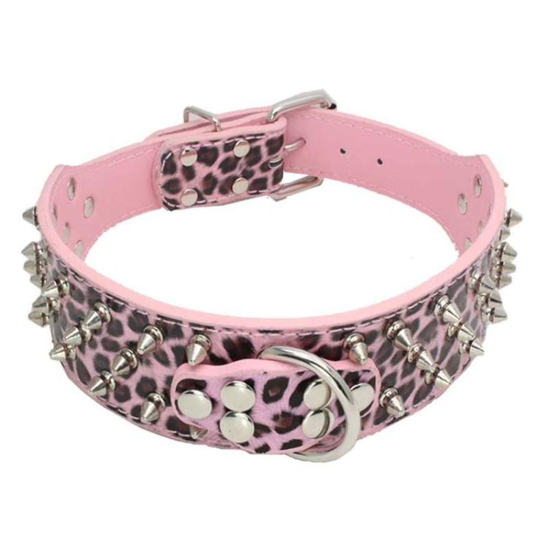 Outdoor Hunting Dog Collar - 5cm Luxury PU leather pink dog
