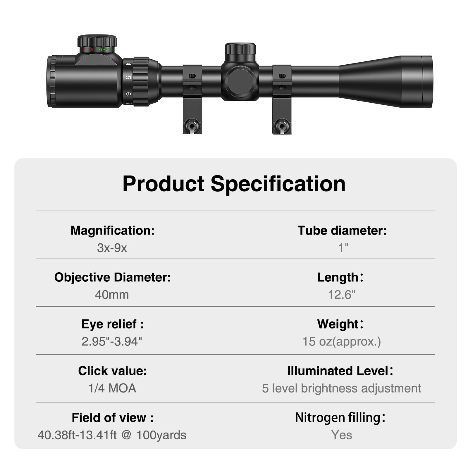 Outdoor Hunting Range - CVLIFE 3-9x40 Scope Red & Green