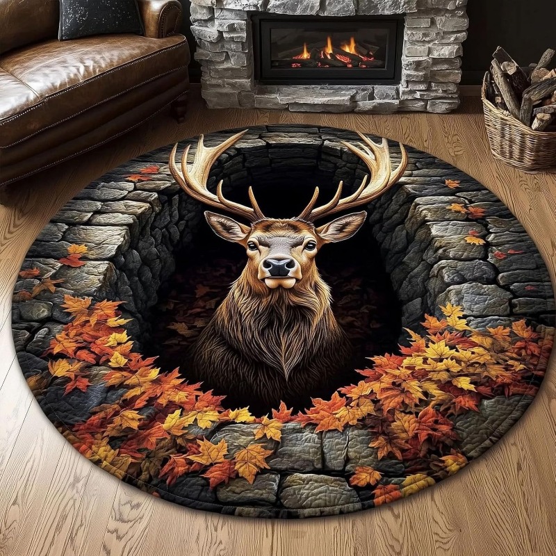 2D Deer Elk Round Rug Stone Ca – обзор и цена Hunting Outdoor Mat