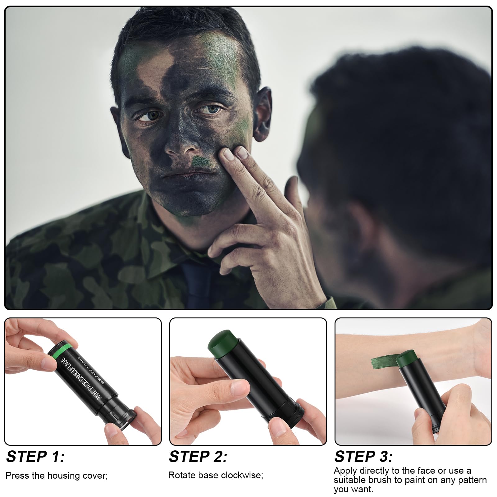 3Pcs Military Woodland Face Pa – обзор и цена Camo Face Paint