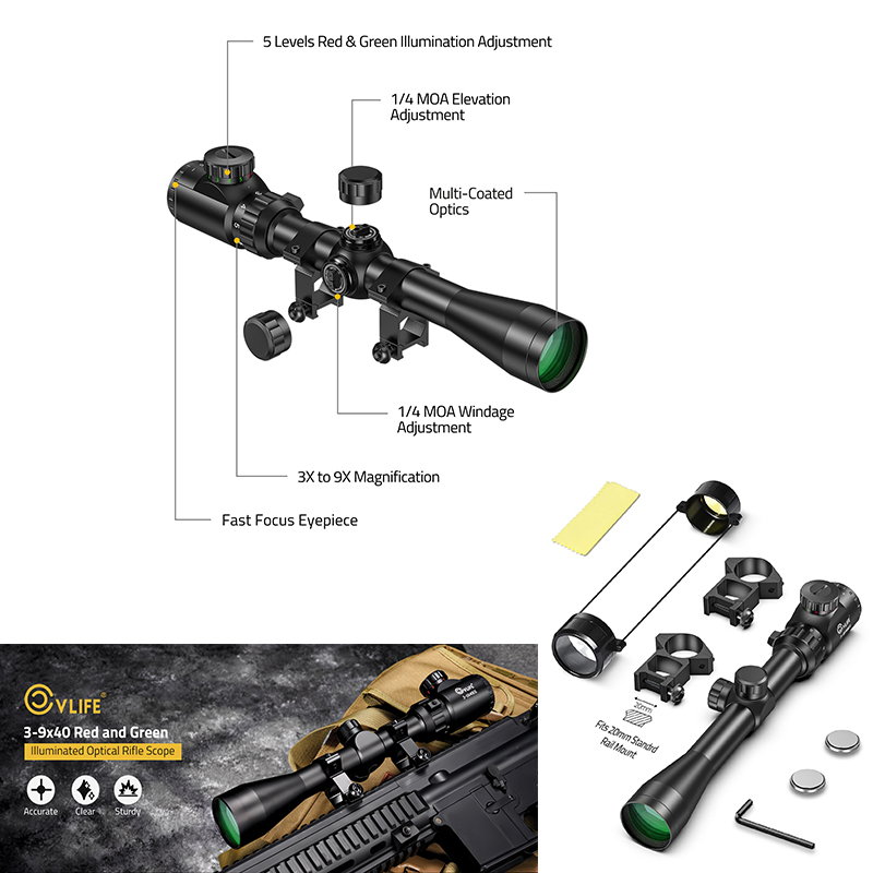CVLIFE 3-9x40 Scope Red & Gree – обзор и цена Outdoor Hunting Range